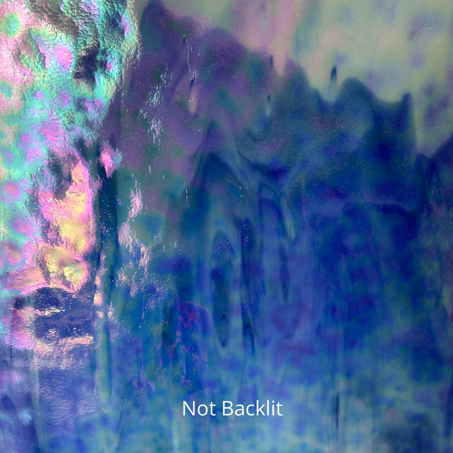 White and cobalt blue iridescent art glass.