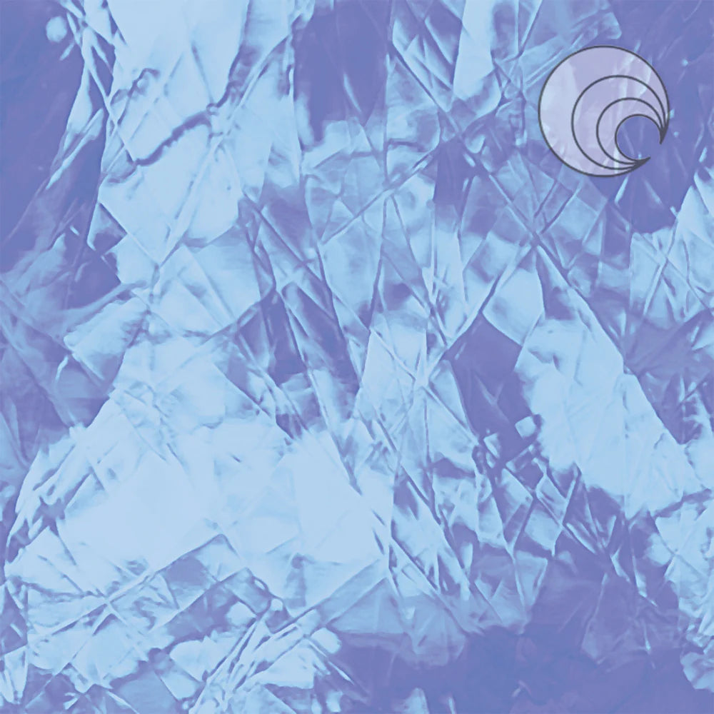 A pale blue sheet of stained glass with artique texture.