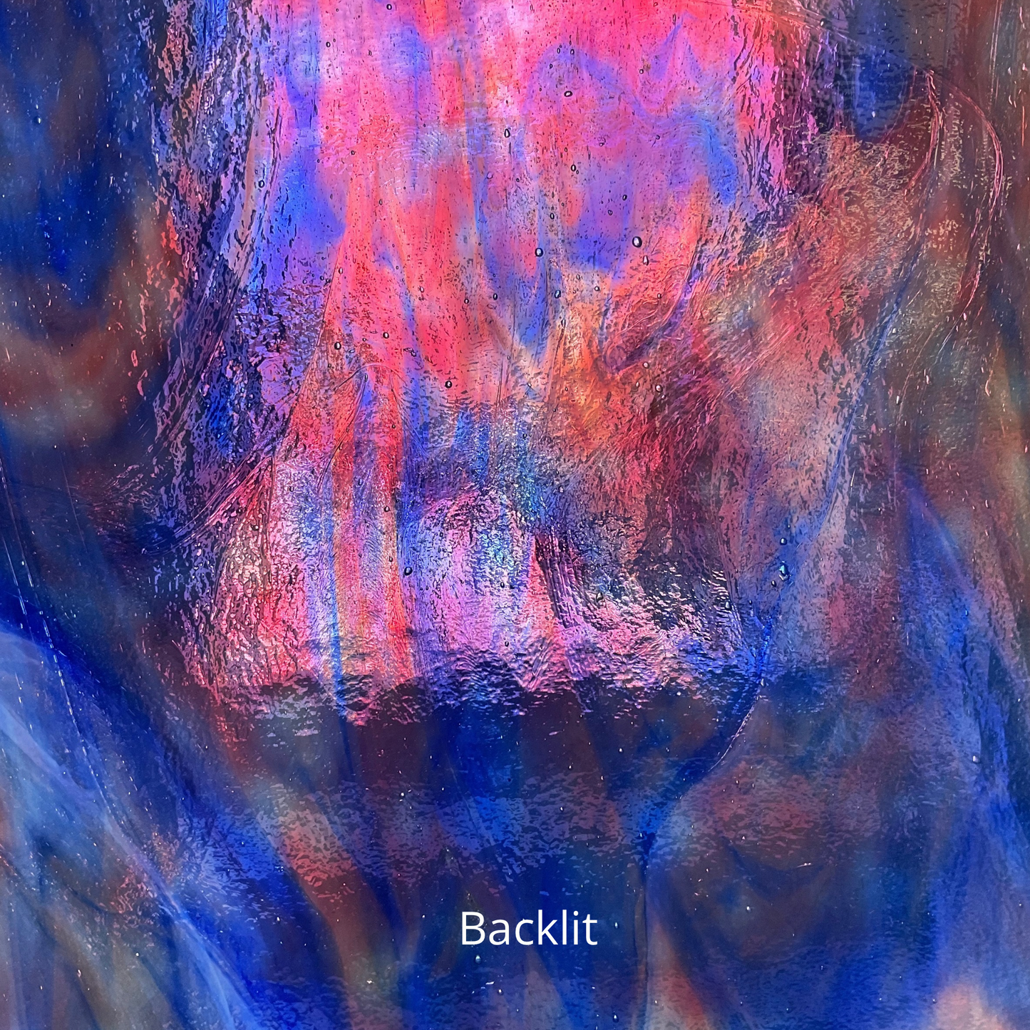 Pink and blue art glass.