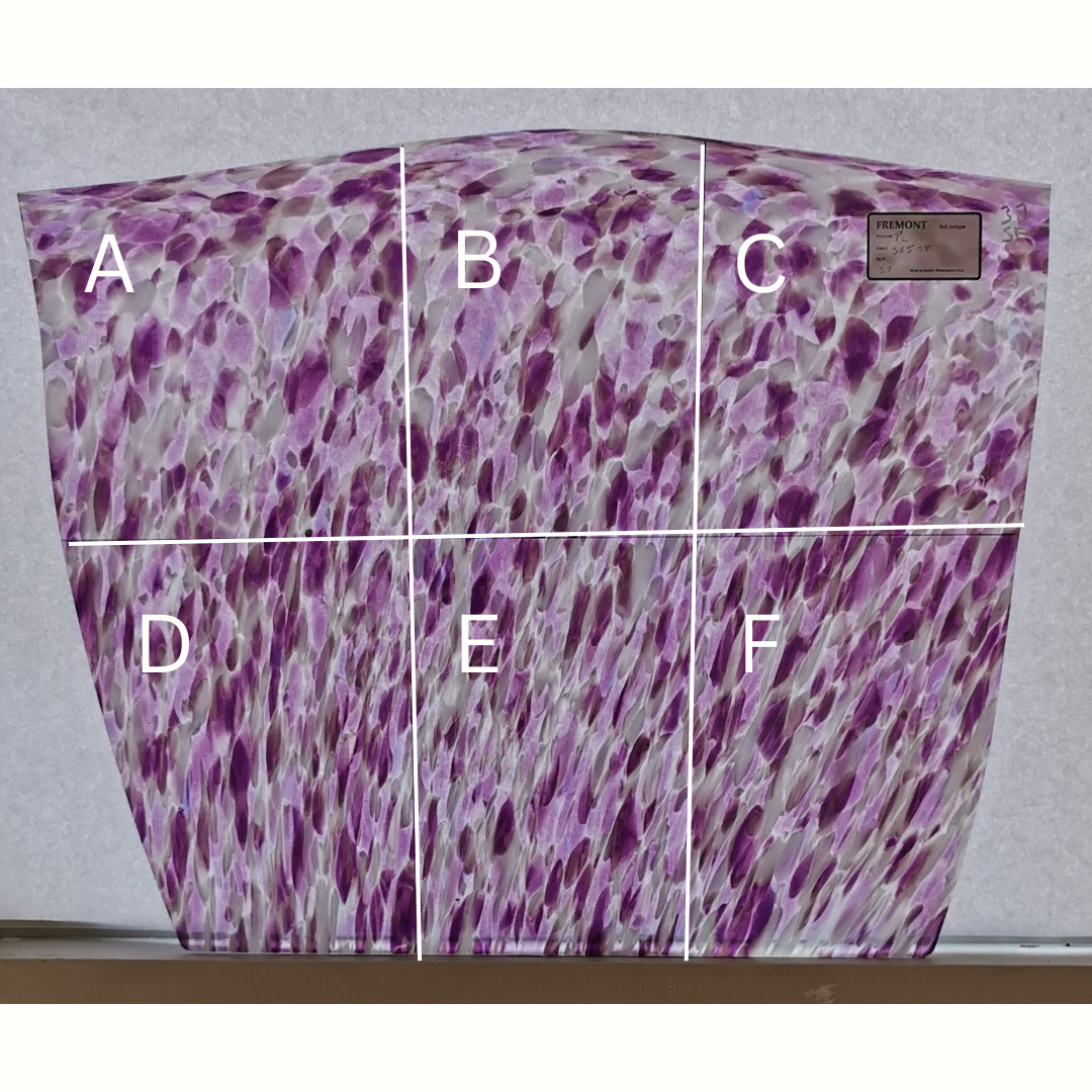 Fremont 325SF Light&dark purple, white frit glass on clear