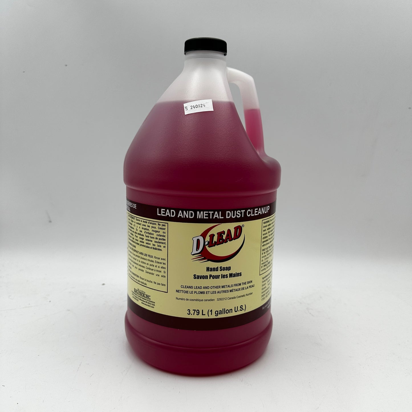 Gallon bottle of D-Lead lead and metal dust cleanup solution on a white background