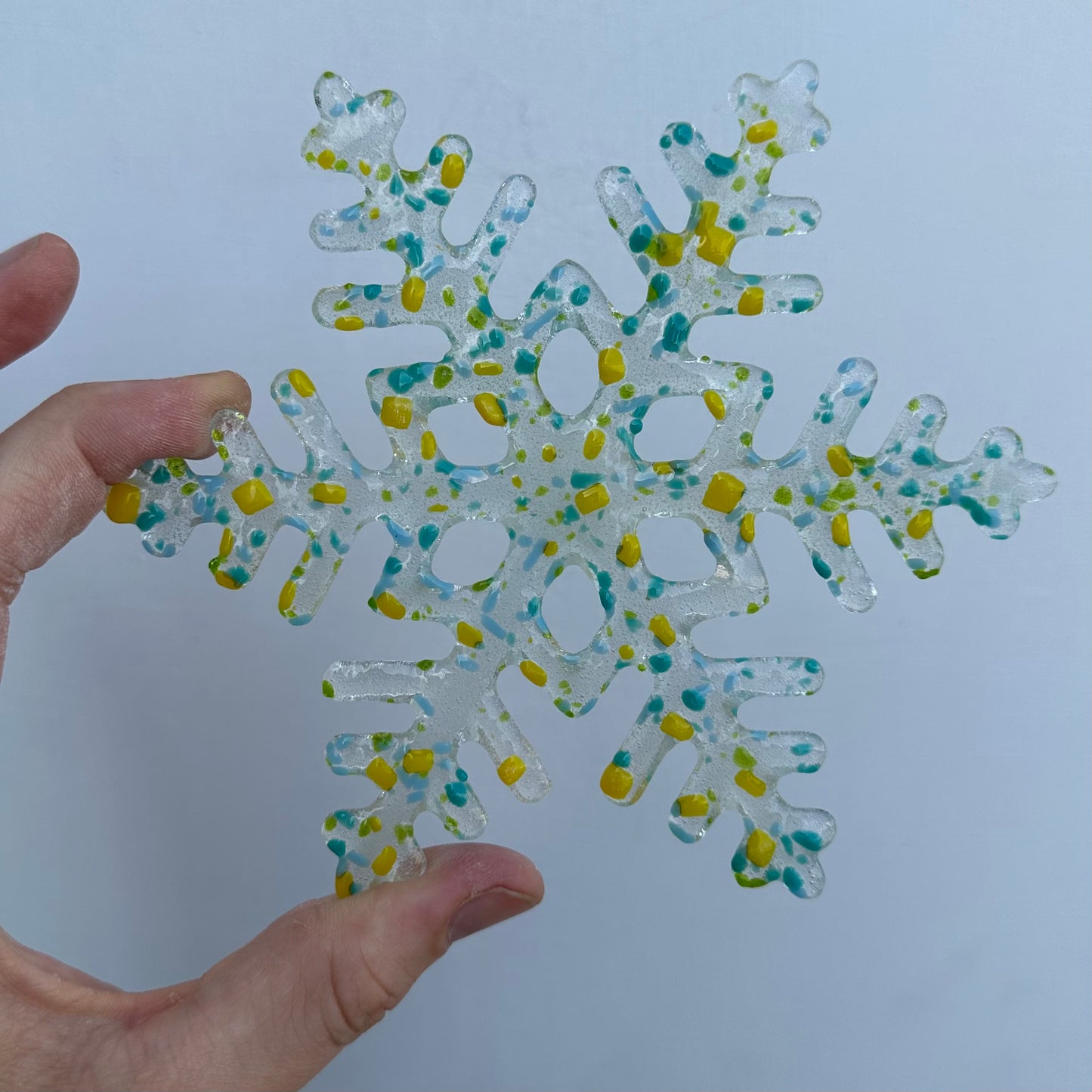 Fused glass snowflakes