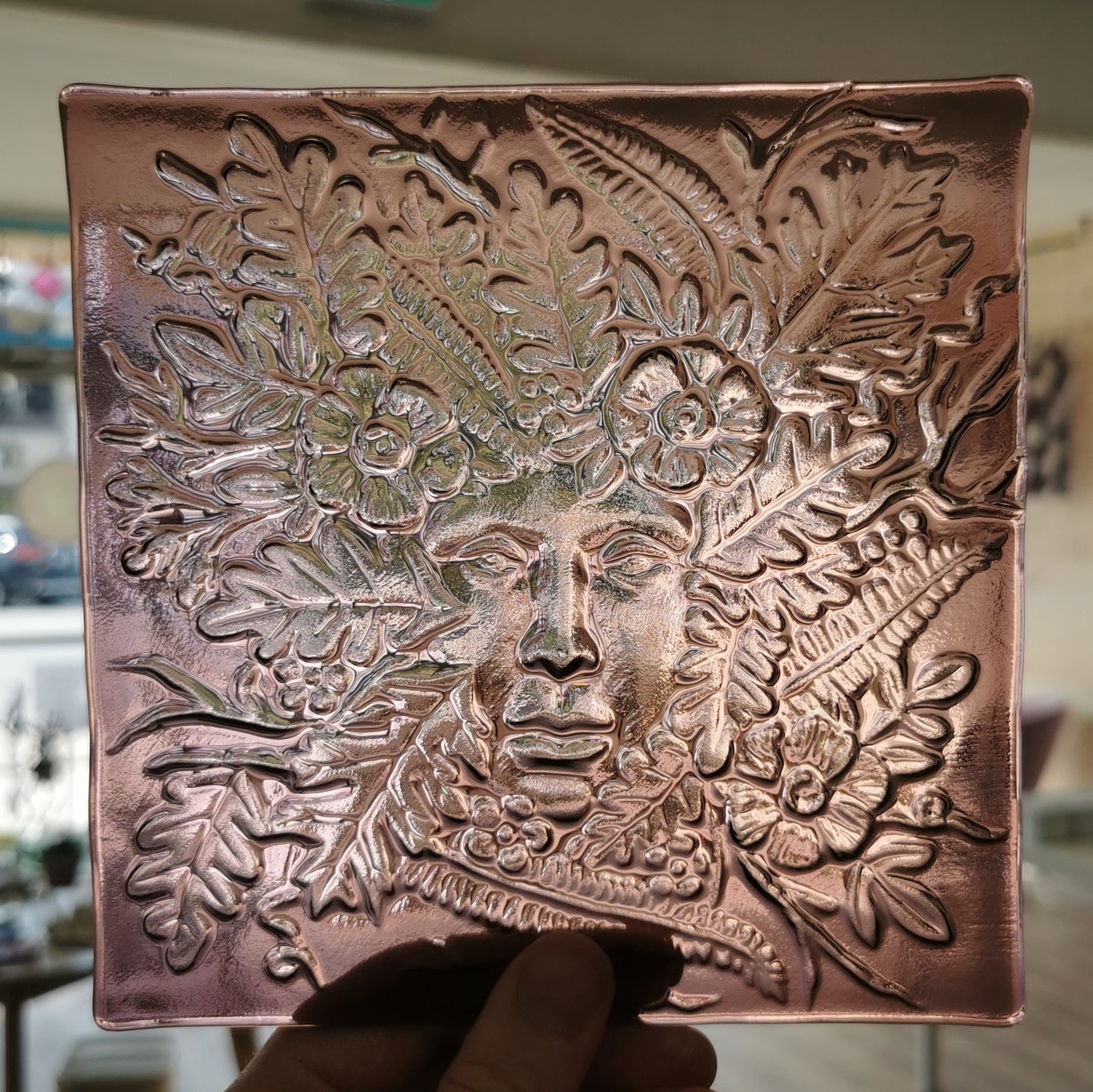 Lady in the woods textured glass