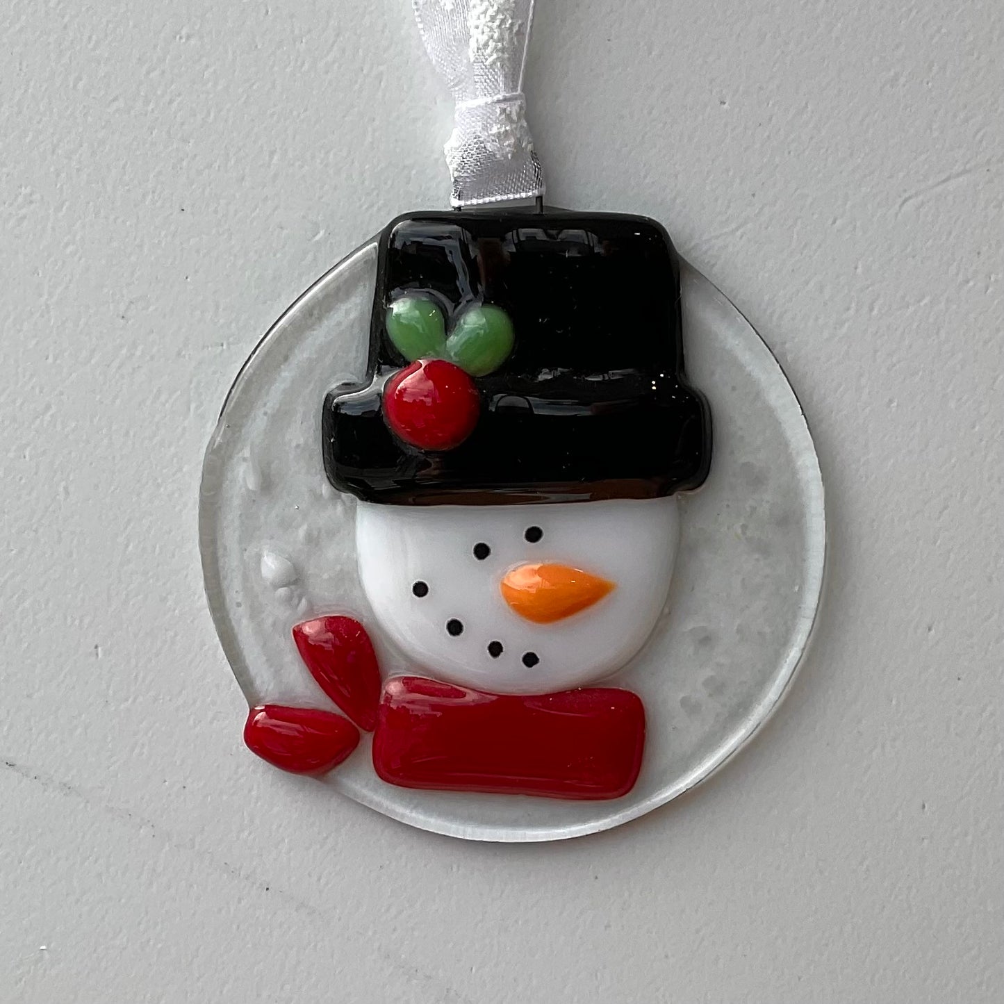 "Snowman" Fused Glass Ornament