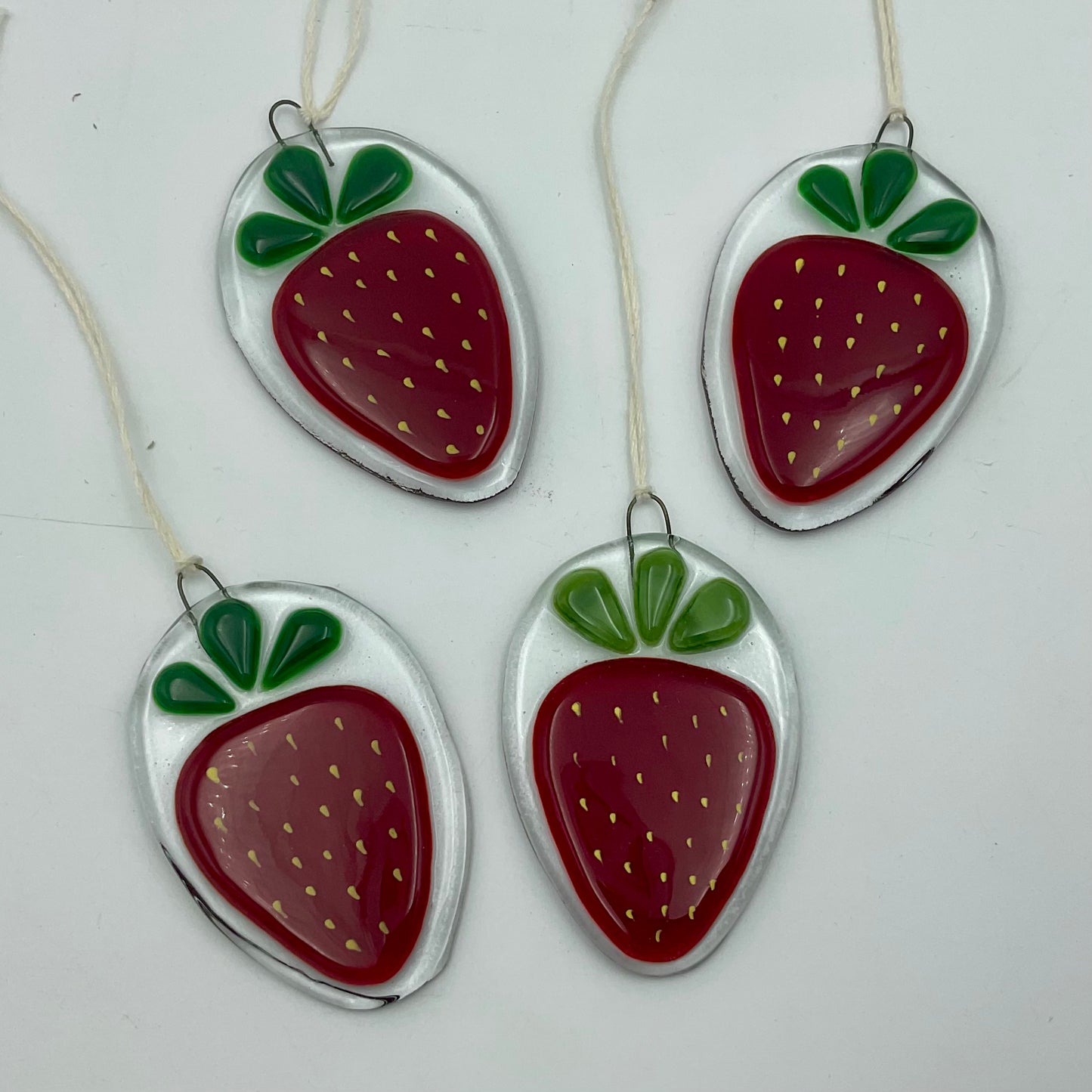 "Strawberries" Fused Glass Ornament