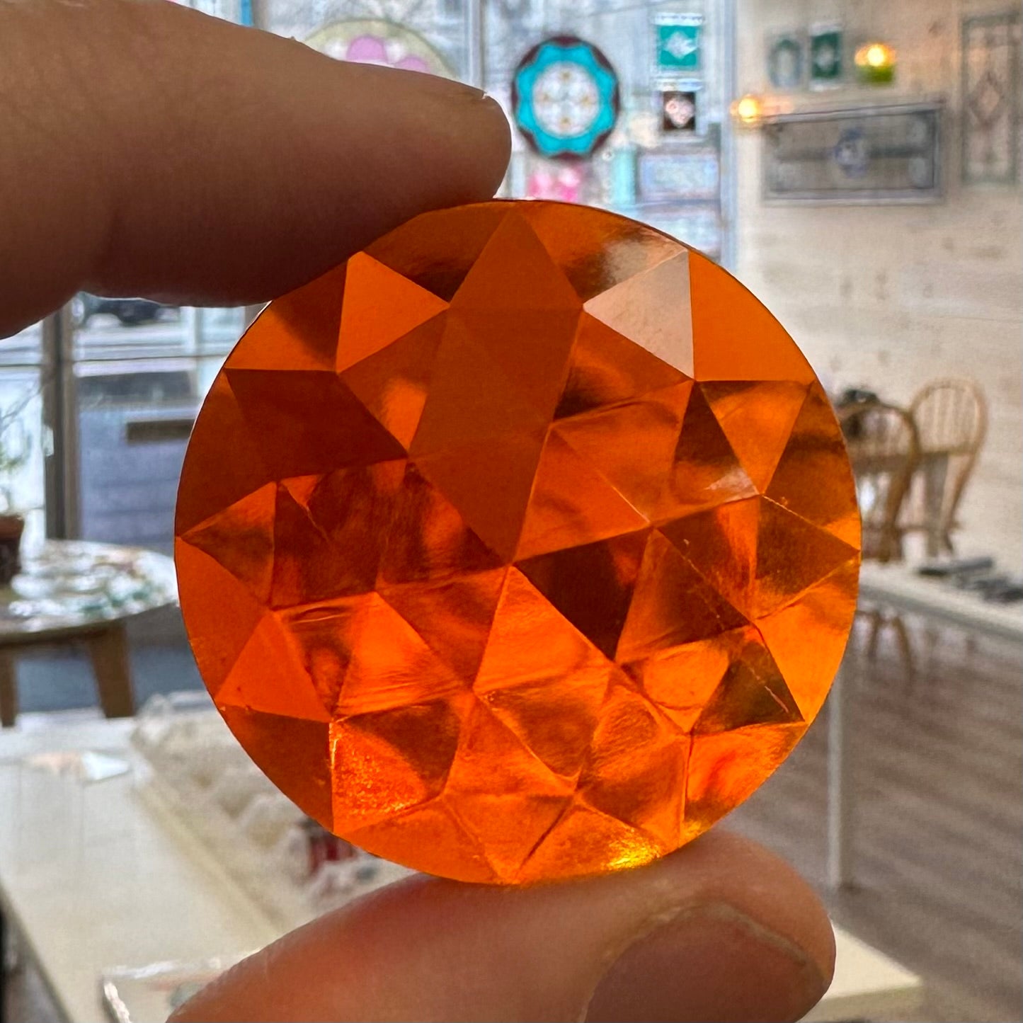 Round Faceted Jewel - Orange