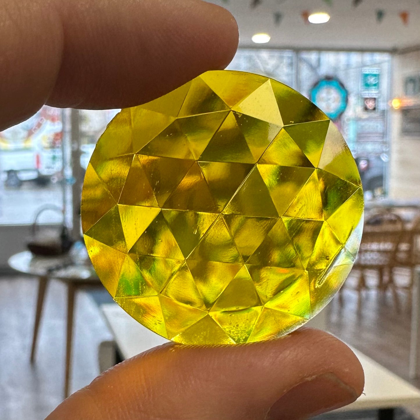 Round Faceted Jewel - Signal Yellow