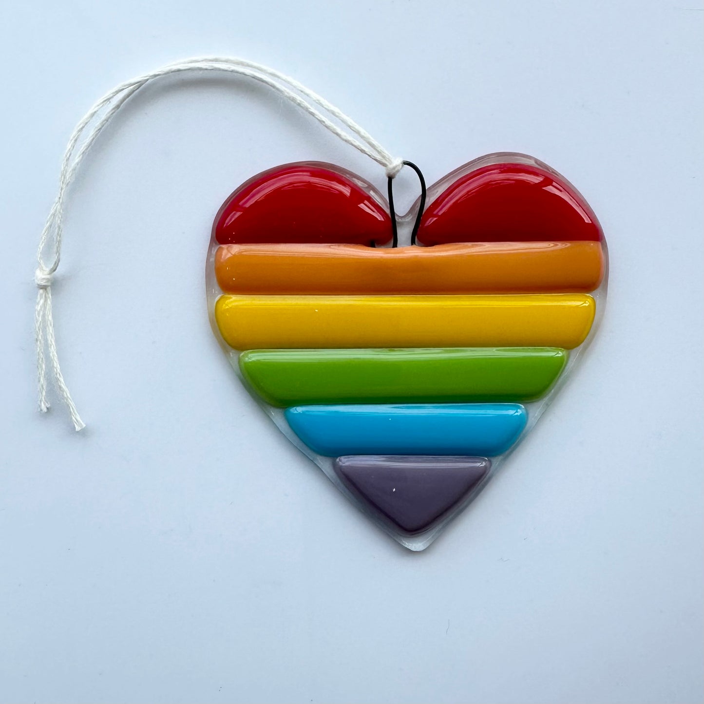 "Rainbow Heart" Fused Glass Ornament