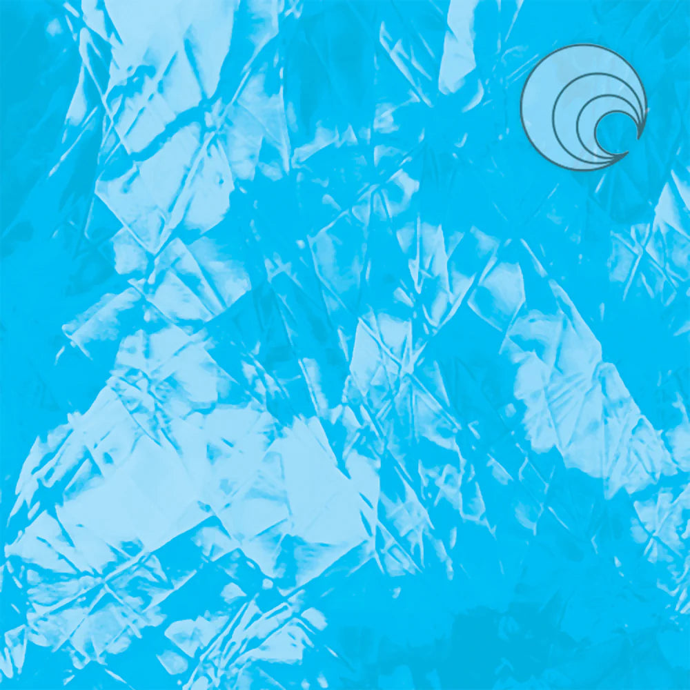 A sheet of sky blue art glass with a textured pattern.