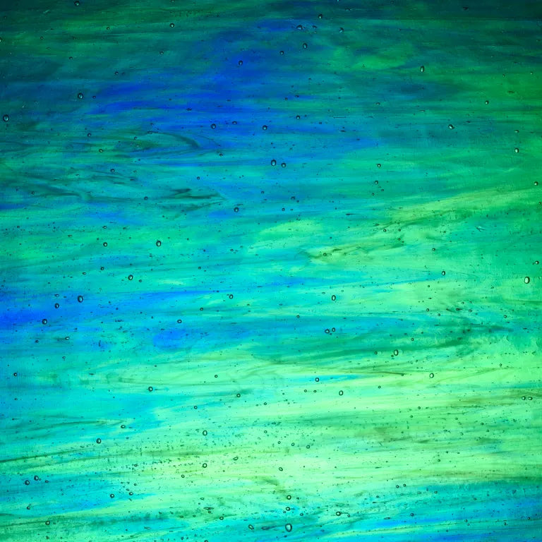 PW 0702M Mystic Medium Green w/ Streaks of Dark Blue & White Opal