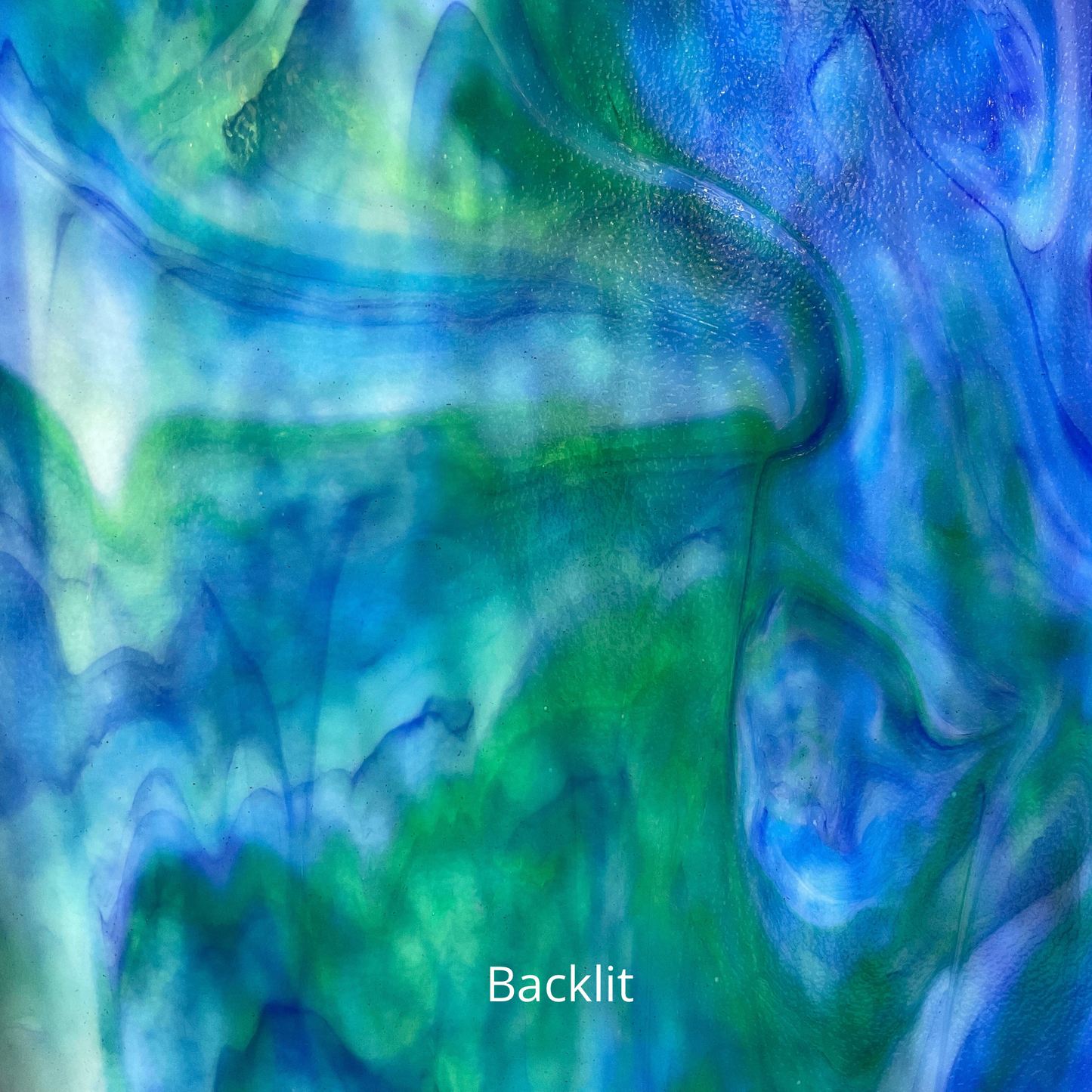Green blue and white art glass.