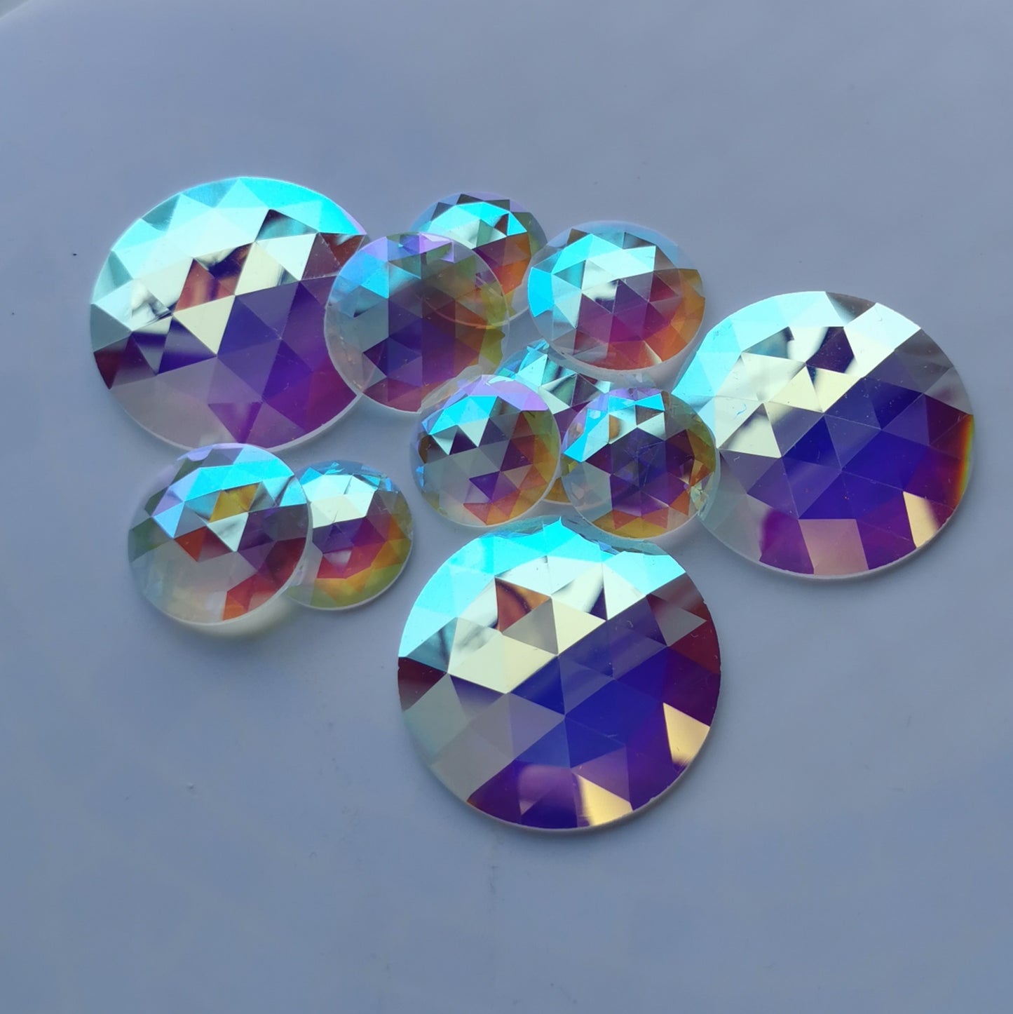 Trichroic Clear Round Faceted Jewels AS IS
