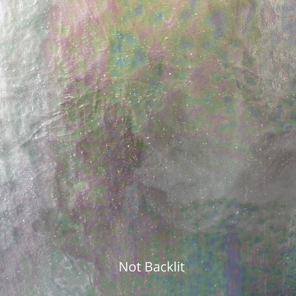 A milky clear white iridescent sheet of stained glass.