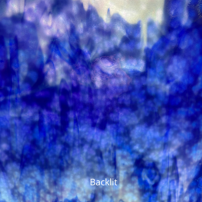 White and cobalt blue iridescent art glass.