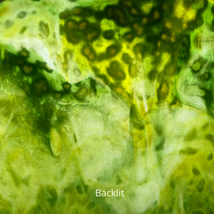 Green mottled art glass.