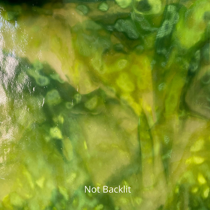 Green mottled art glass.