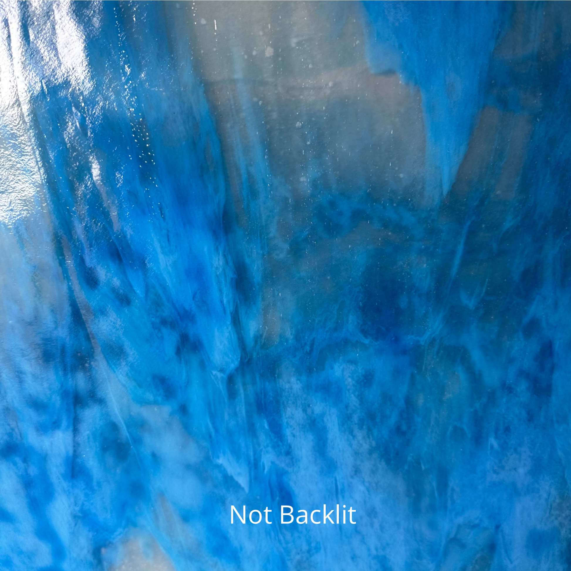 A blue and white piece of sheet glass.