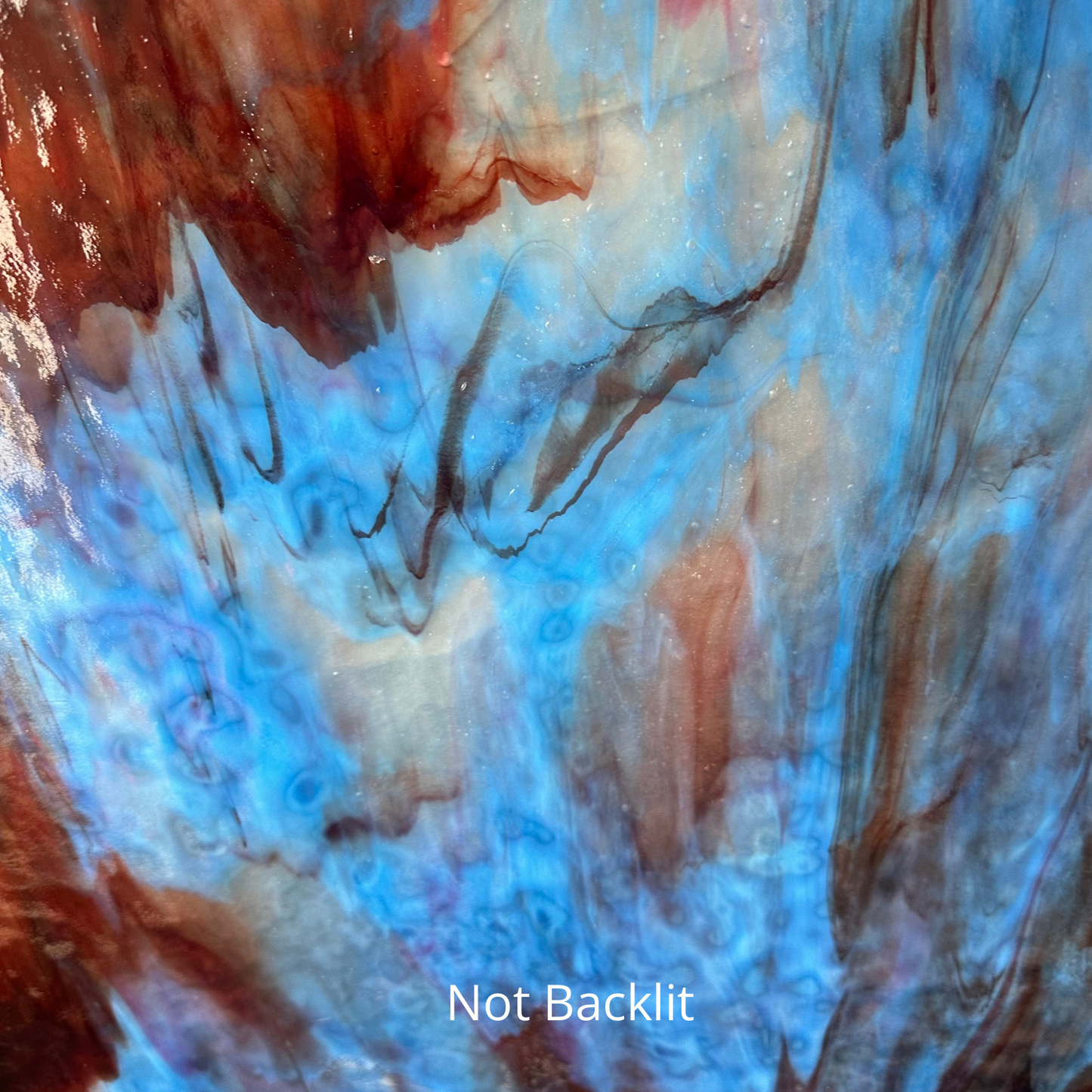 A blue and red sheet of glass.