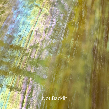 Yellow iridescent art glass.