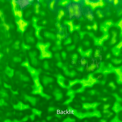Green mottled art glass.
