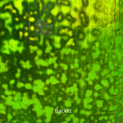Emerald green mottled art glass.