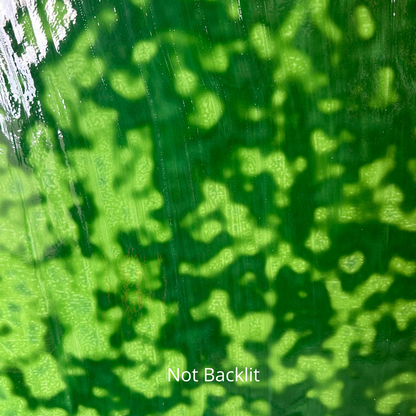 Green mottled art glass.