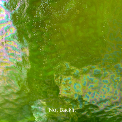 A not backlit sheet of green stained glass.