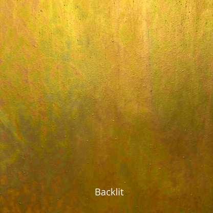 An iridized amber sheet of glass.