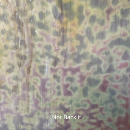 Pink and purple mottled art glass.