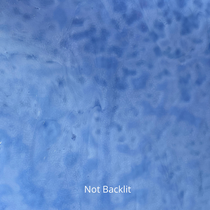 Blue mottled art glass.