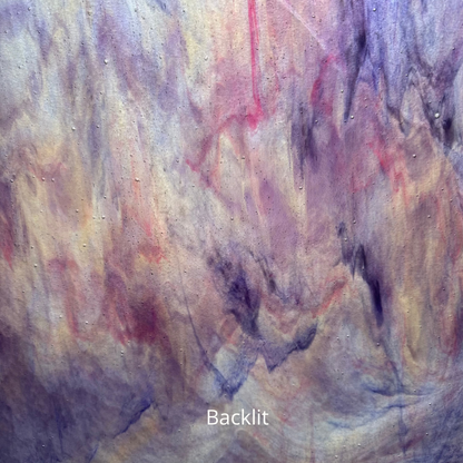 A purple, beige and pink sheet of glass.