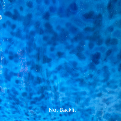 Mottled blue art glass.