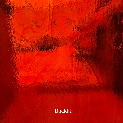 Red transparent art glass.
