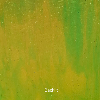 Green and yellow fusible art glass.