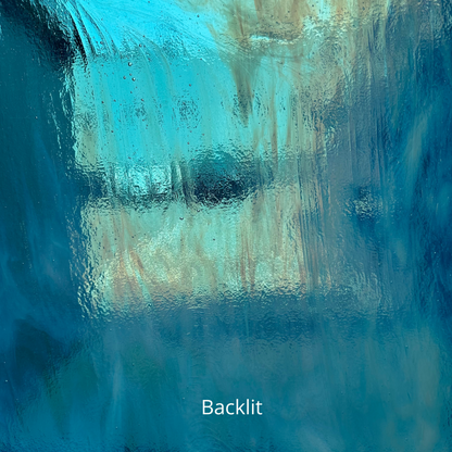 Blue translucent art glass.