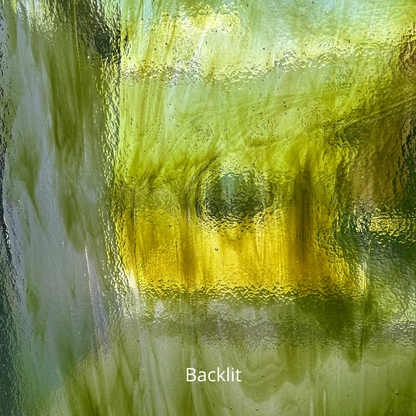 Clear and fern green art glass.