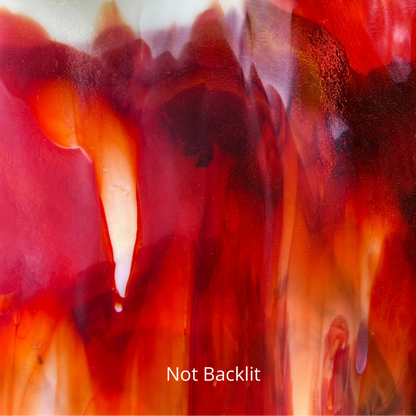 Red and white art glass.