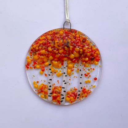 "Birch" Fused Glass Ornament
