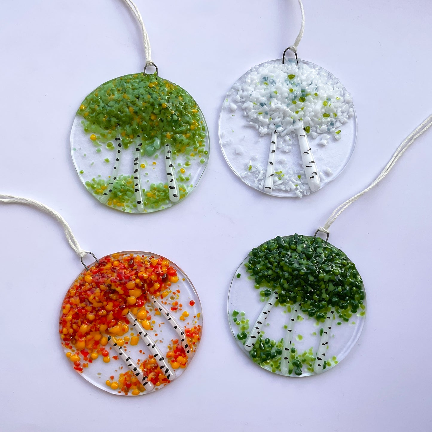 "Birch" Fused Glass Ornament