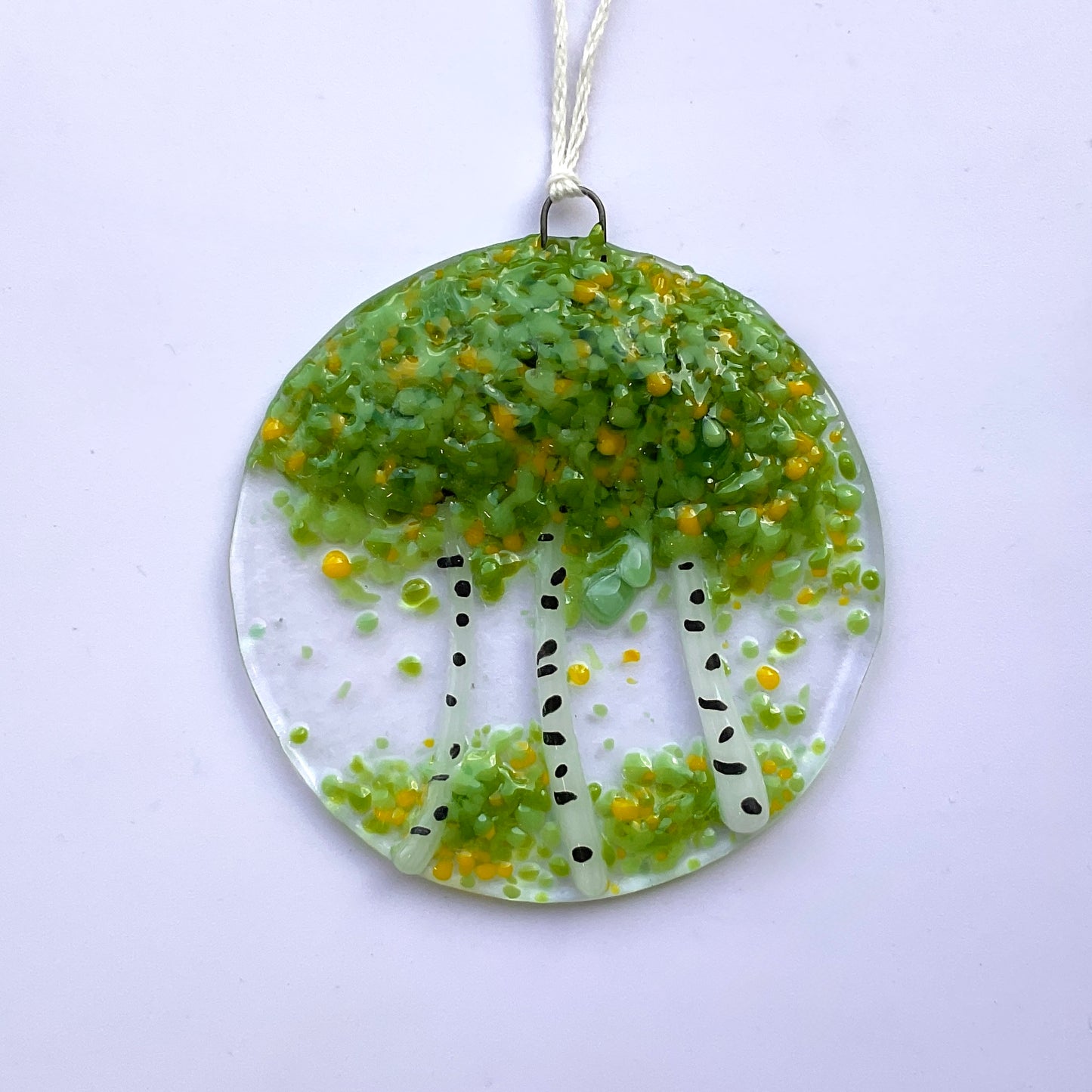 "Birch" Fused Glass Ornament