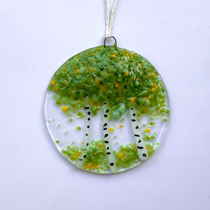 "Birch" Fused Glass Ornament