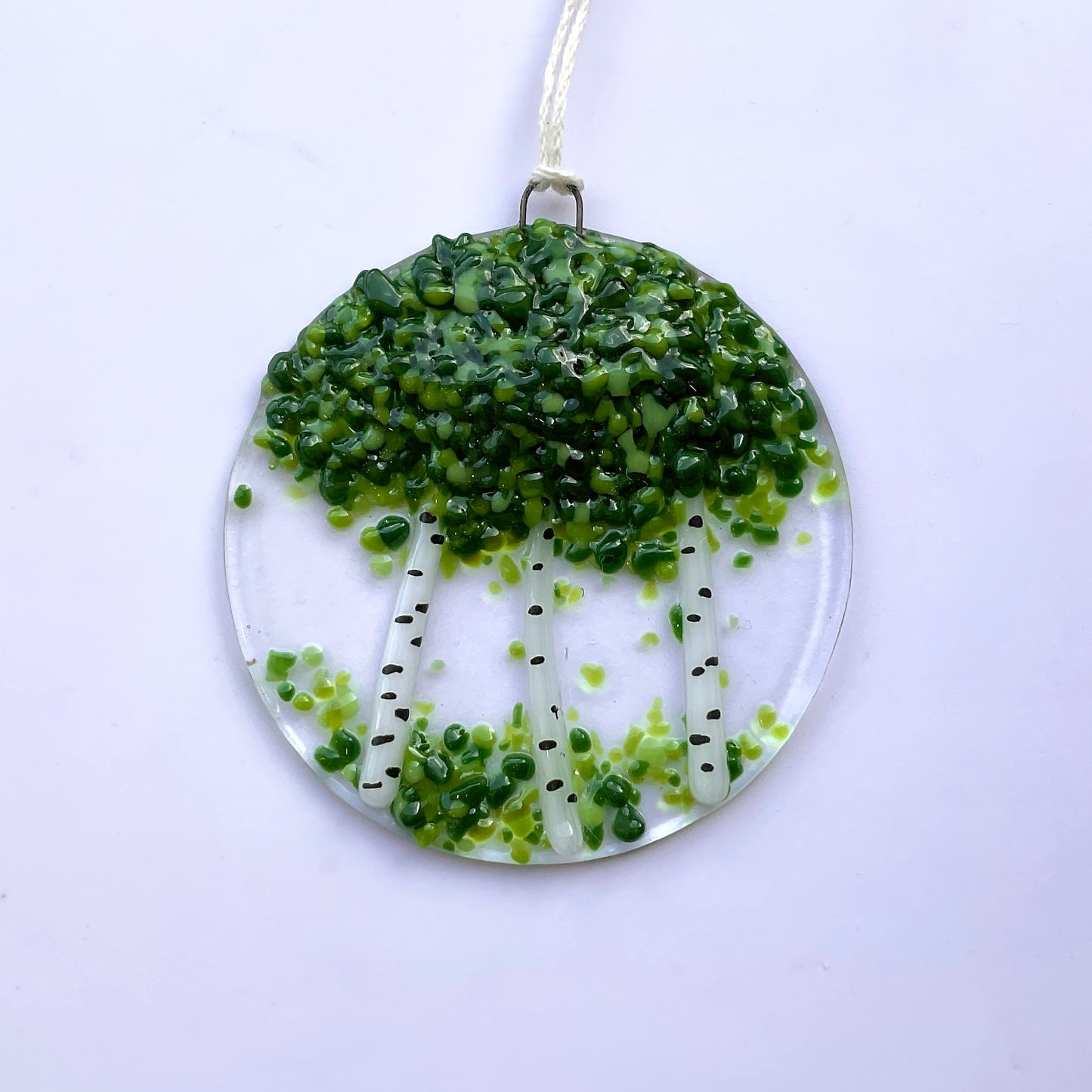 "Birch" Fused Glass Ornament