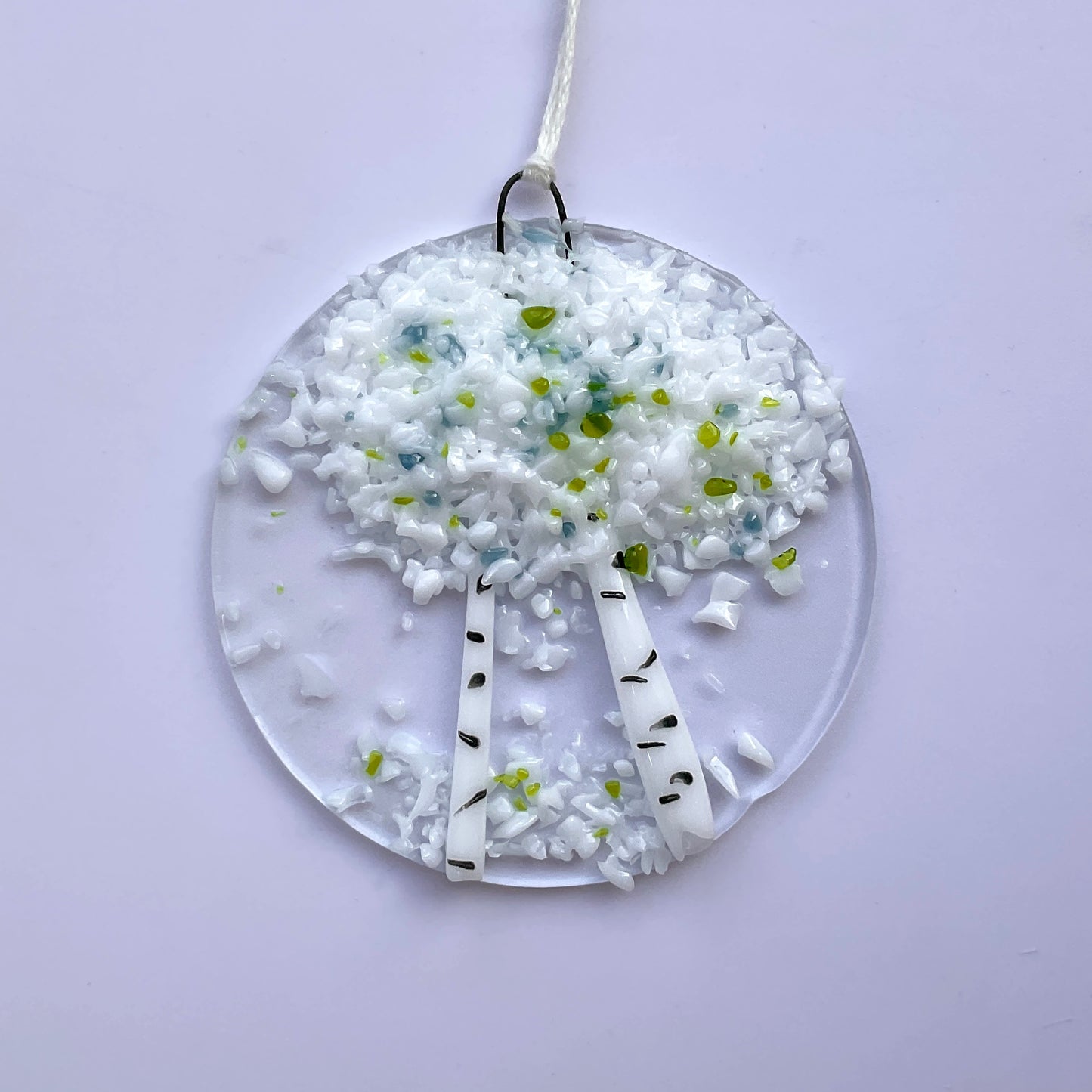 "Birch" Fused Glass Ornament