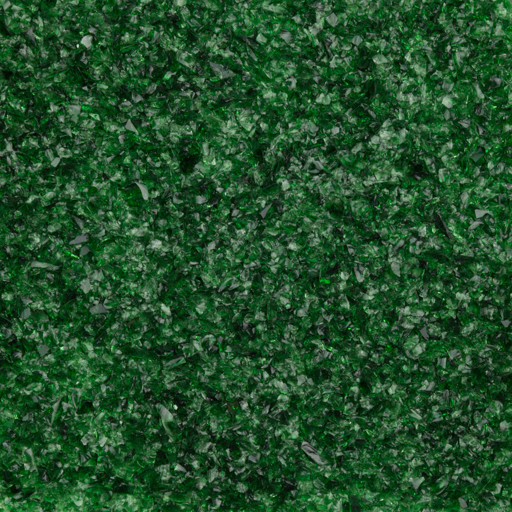Crushed glass in green.