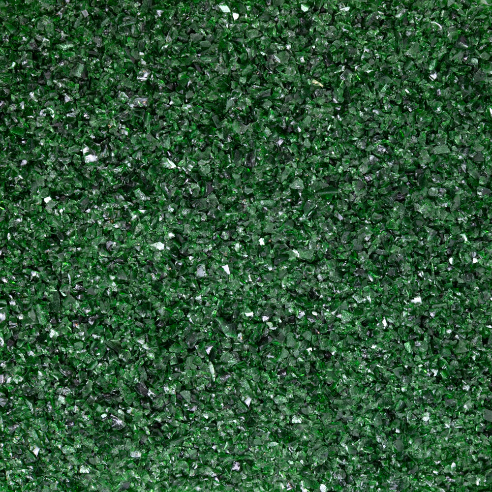 Crushed glass in green.