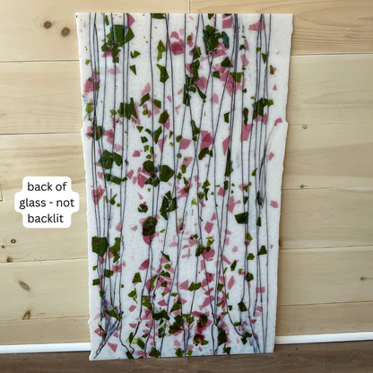 BU 4014-F Spring green and deep pink on white, collage, single-rolled 3mm