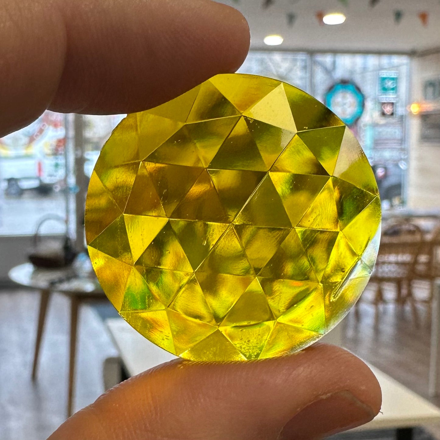 Round Faceted Jewel, Signal Yellow