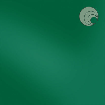 Green background with a circular logo in the top right corner