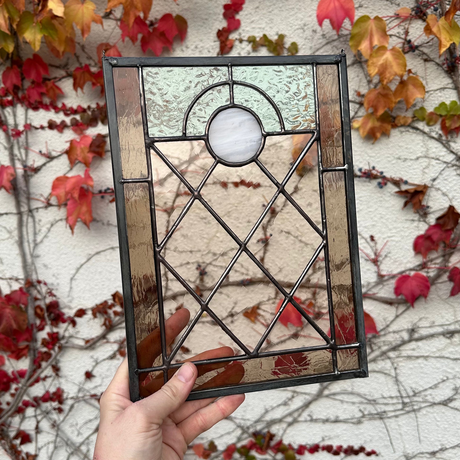 An art deco stained glass window.