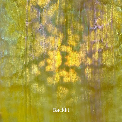 Yellow iridescent art glass.